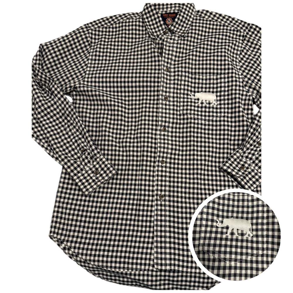 University of Alabama Black & White Checkered Button Down Large by Three Square